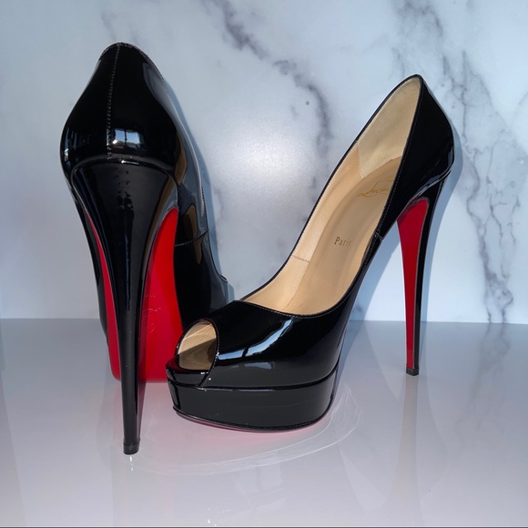 Christian Louboutin Lady Peep Black Patent Size 42 - Picture 3 of 10